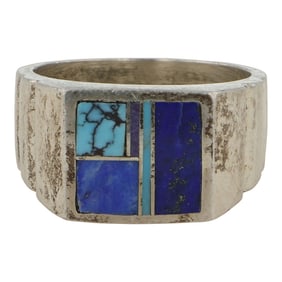 Navajo Lapis & Turquoise Inlay Ring