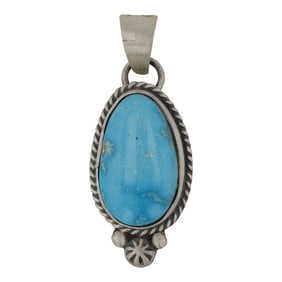 Burt Francisco Navajo Kingman Turquoise Pendant
