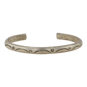 Vintage Navajo Plain Silver Stamp Bracelet
