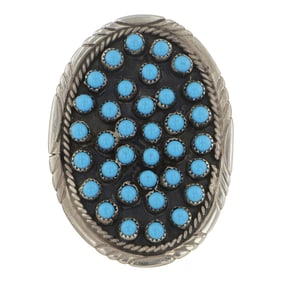 Navajo Kingman Turquoise Statement Oval Ring