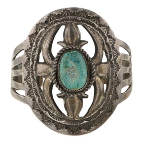Vintage Navajo Nevada Turquoise Large Cuff Bracelet