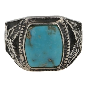 Vintage Navajo Turquoise Eagle Ring