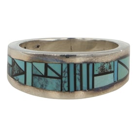 Jim Harrison Navajo Turquoise Inlay Ring