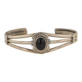 Navajo Black Onyx Cuff Bracelet