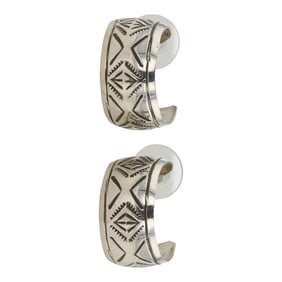 Navajo Stamp-Work Hoop Earrings