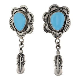 Tom Loy Navajo Compitos Turquoise Earrings