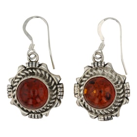 Eddie Secatero Navajo Amber Earrings