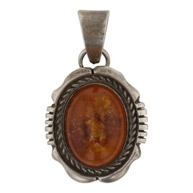 Esther Spencer Vintage Navajo Amber Pendant