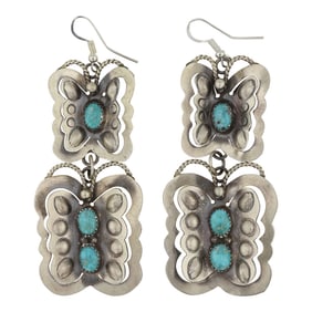 Gabrielle Yazzie Navajo Kingman Turquoise Butterfly Earrings