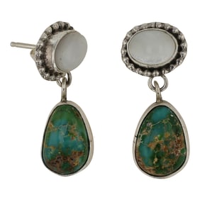 Lee Sandoval Navajo Sonoran Gold Turquoise & Mother of Pearl Earrings