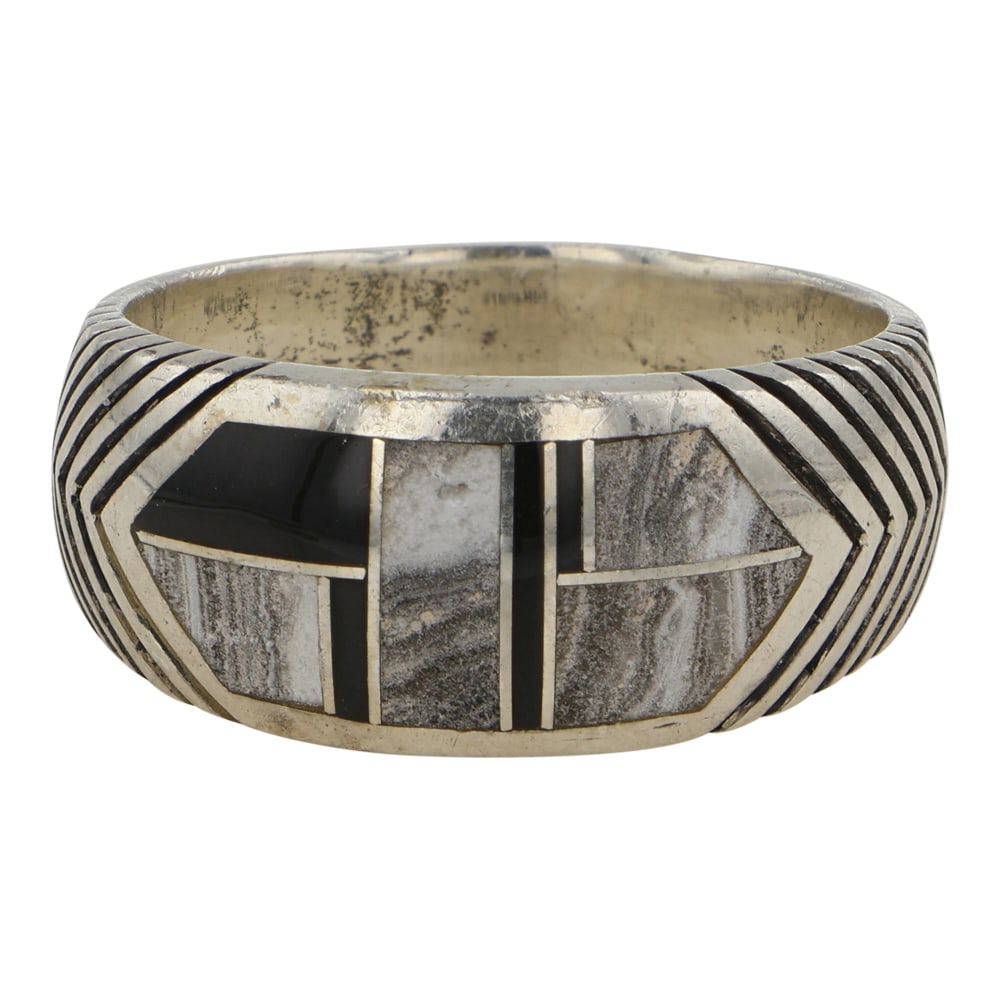Navajo Jet & White Buffalo Inlay Ring (1 of 3)