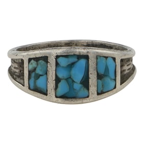 Vintage Navajo Turquoise Chip Inlay Ring