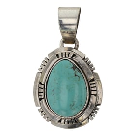 Scott Skeets Navajo Nevada Turquoise Pendant