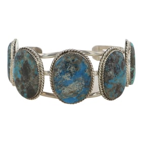 Navajo Compitos Turquoise Five Stone Cuff Bracelet
