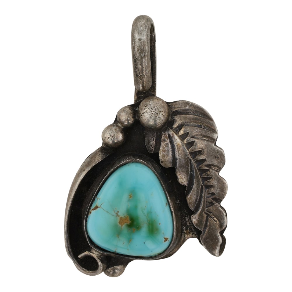 Vintage Navajo Royston Turquoise Pendant: Sterling Silver | Genuine Royston Turquoise | Vintage Navajo Royston Turquoise Pendant | Navajo Native American Southwest Indian Jewelry | Good (no breaks or damages) | Approximate Weight: 3 Grams | P