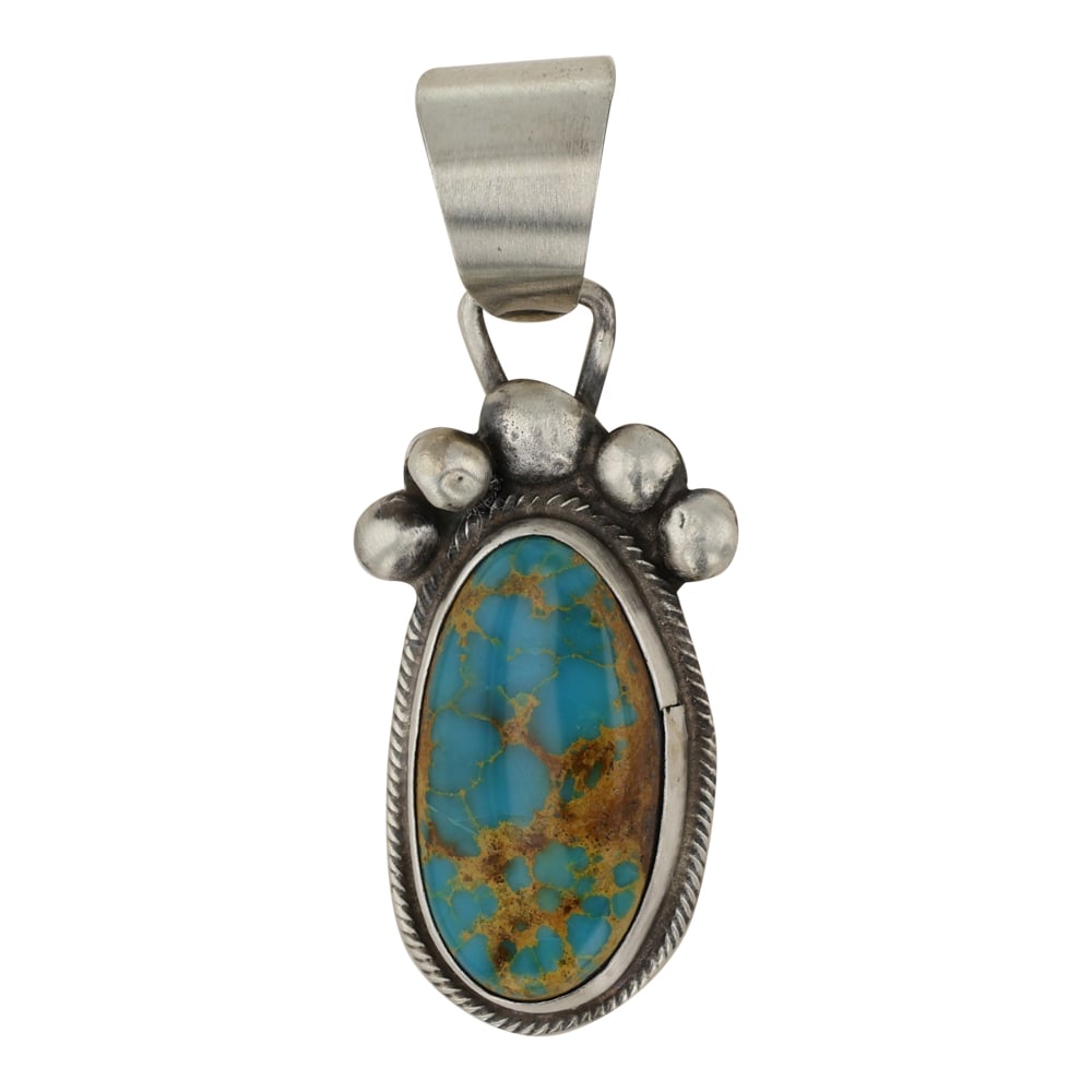 Danny Henio Navajo Royston Turquoise Pendant: Sterling Silver | Genuine Royston Turquoise | Danny Henio Navajo Royston Turquoise Pendant | Navajo Native American Southwest Indian Jewelry | Good (no breaks or damages) | Approximate Weight: 9 Grams