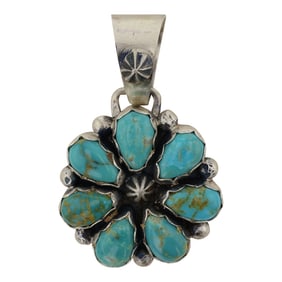 Bobby Johnson Tyrone Turquoise Cluster Pendant