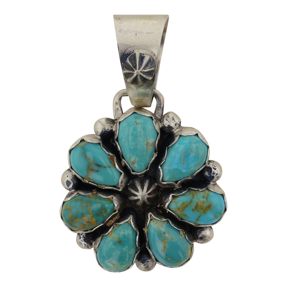 Bobby Johnson Tyrone Turquoise Cluster Pendant (1 of 2)