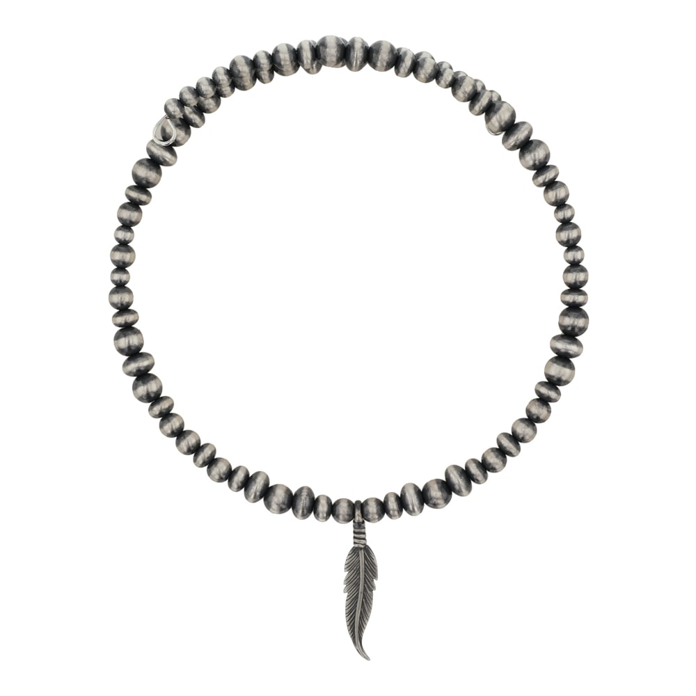 Navajo Oxidized Beads Mixed Sized & Feather Collar Necklace e (1 of 3)