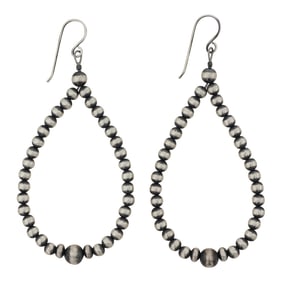 Navajo Oxidized Beads hoop Earrings