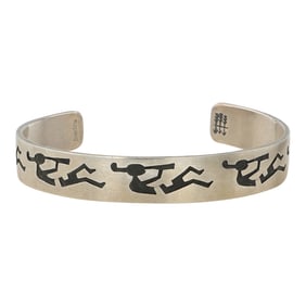 Troy Hppoyungwa Hopi Plain Silve Kokopelli Cuff Bracelet