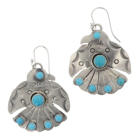 Cordell Platero Navajo Kingman Turquoise Thunderbird Earrings