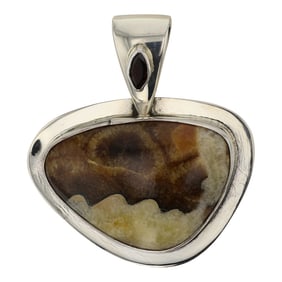 Paul Livingston Navajo Coran jasper & Garnet Contemporary Pendant