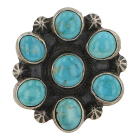 Kathleen Livingston Navajo Nevada Turquoise Cluster Ring