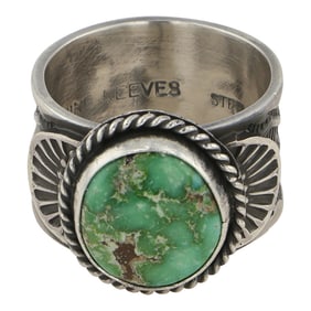 Sunshine Reeves Navajo Sonoran Gold Turquoise Stamp-Work Ring