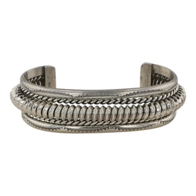 Navajo Plain Silver Twisted Wire Cuff Bracelet