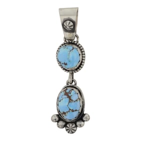 Navajo Golden Hills Turquoise Two Stone Pendant