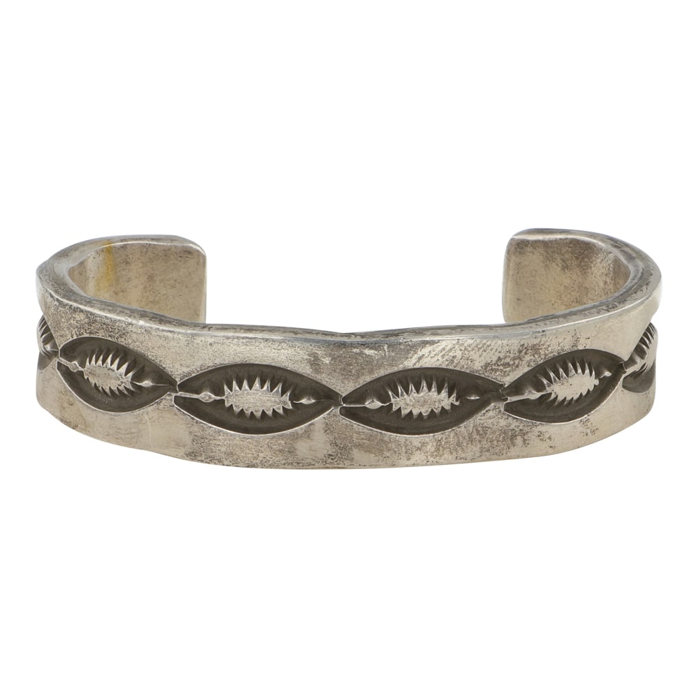Emerson Bill Navajo Plain Silver Deep Stamp Heavy Men's Cuff Bracelet (1 of 3)