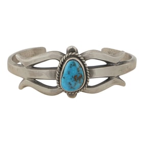 Rose Chee Navajo Ithaca Peak Turquoise Sandcast Cuff Bracelet