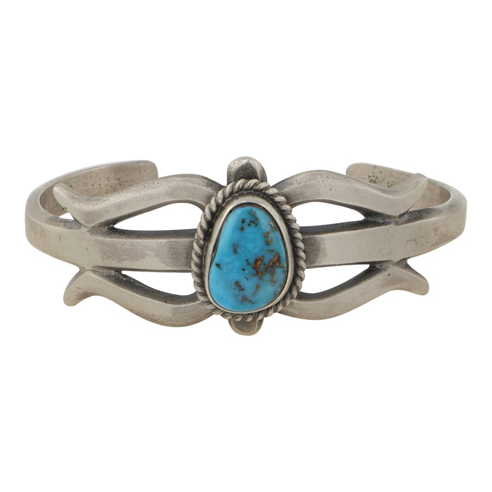 Rose Chee Navajo Ithaca Peak Turquoise Sandcast Cuff Bracelet (1 of 3)