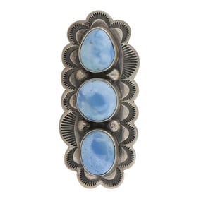 Navajo Golden Hills Turquoise Three Stone REIng
