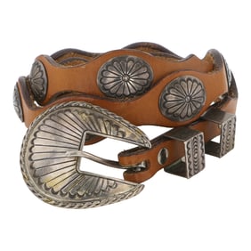 Ernest Rangel Navajo Sterling Silver Stamp-Work Belt