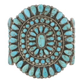 Victor Moses Begay Navajo Kingman Turquoise Cluster Cuff Bracelet