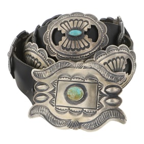 Albert & Jeannette Brown Navajo Nevada Turquoise Concho Belt