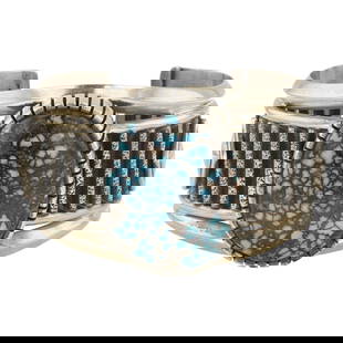 Byran Joe ( Son of AL Joe) Navajo Spiderweb Turquoise Wide Cuff Bracelet: Sterling Silver | Genuine Turquoise | Byran Joe ( Son of AL Joe) Navajo Spiderweb Turquoise Wide Cuff Bracelet | Navajo Native American Southwest Indian Jewelry | Good (no breaks or damages) | Approxi