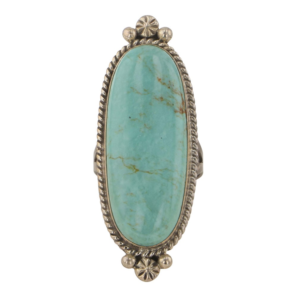 Navajo Menassa Turquoise Long Oval Ring (1 of 3)