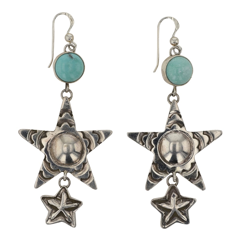 Dakota Willie Navajo Lone Mountain Turquoise Star Earrings (1 of 2)