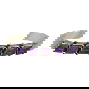 Roie Jaque Navajo Amethyst Cuff Bracelet: Sterling Silver | Genuine Amethyst | Roie Jaque Navajo Amethyst Cuff Bracelet | Navajo Native American Southwest Indian Jewelry | Good (no breaks or damages) | Approximate Weight: 22 Grams | Bracelet: