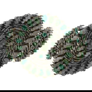 Vintage Navajo Fox Turquoise Cluster Cuff Bracelet: Sterling Silver | Genuine Fox Turquoise | Vintage Navajo Fox Turquoise Cluster Cuff Bracelet | Navajo Native American Southwest Indian Jewelry | Good (no breaks or damages) | Approximate Weight: 52 Gr