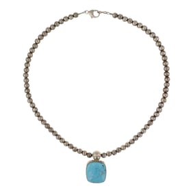 Darrin Livingston Navajo Kingman Turquoise Choker Necklace