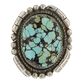 Vintage Navajo Hubei Turquoise Large Statement Ring