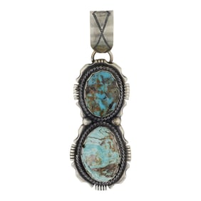 Jackson Hoskie Navajo Nevada Turquoise Two Stone Pendant