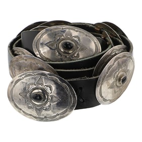 Tom Long Navajo Vintage Black Onyx Concho Belt