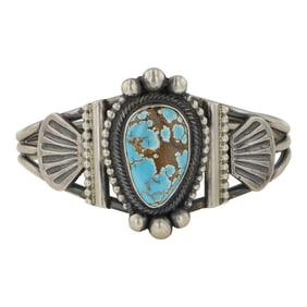Leon Martinez Navajo Number Eight Turquoise Cuff Bracelet