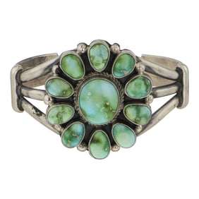 Henry Sam Navajo Sonoran Gold Turquoise Cluster Bracelet