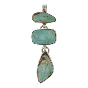 Navajo Royston Turquoise Three Stone Pendant